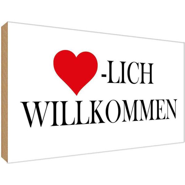 Vianmo Insegna In Legno 30X40 Cm Herzlich Willkommen-image