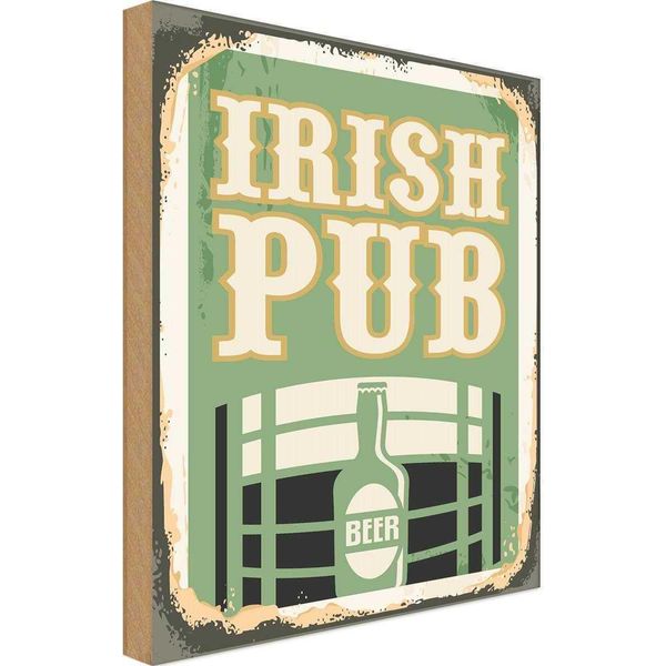Vianmo Insegna In Legno 40X30 Cm Irish Pub Beer Bier Alkohol-image