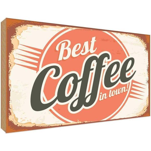 Vianmo Insegna In Legno 30X40 Cm Kaffee Best Coffee In Town-image