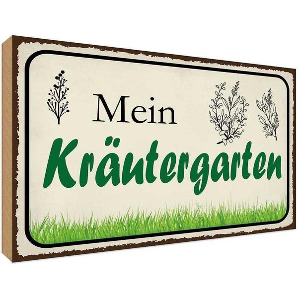 Vianmo Insegna In Legno 30X40 Cm Mein KräUtergarten Garten-image