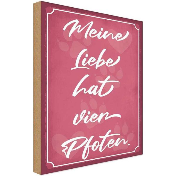 Vianmo Insegna In Legno 40X30 Cm Meine Liebe Hat Vier Pfoten-image