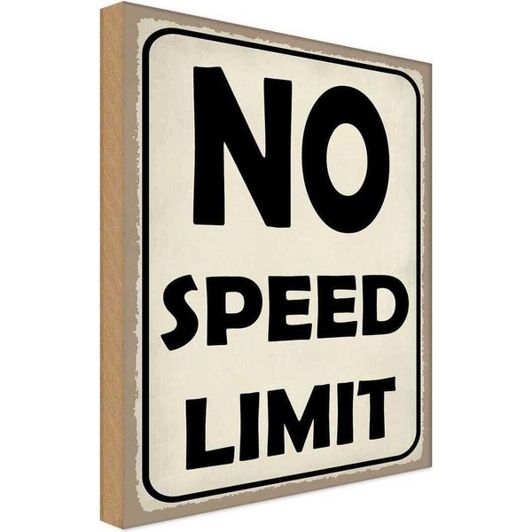 Vianmo Insegna In Legno 40X30 Cm No Speed Limit-image