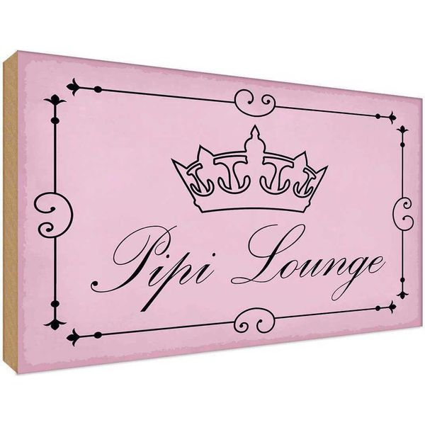 Vianmo Insegna In Legno 30X40 Cm Pipi Lounge Toilette Krone Rosa-image