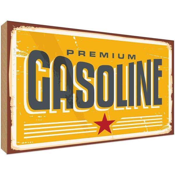 Vianmo Insegna In Legno 30X40 Cm Premum Gasoline Tankstelle Benzin-image