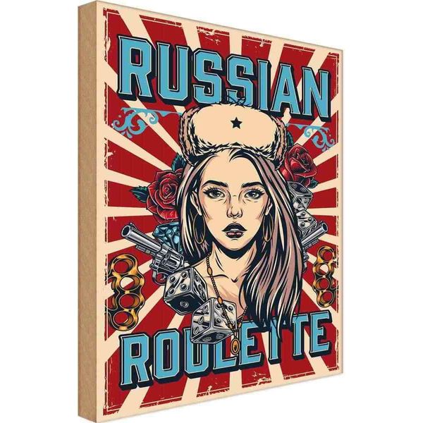 Vianmo Insegna In Legno 40X30 Cm Russian Roulette-image