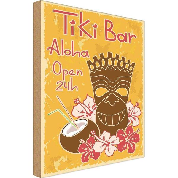 Vianmo Insegna In Legno 40X30 Cm Tiki Bar Aloha Hawaii-image