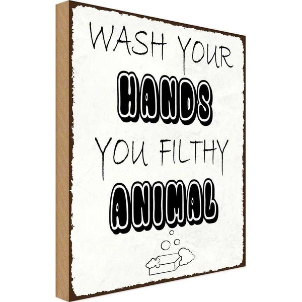 Vianmo Insegna In Legno 40X30 Cm Wash Your Hands Filthy Animal-image