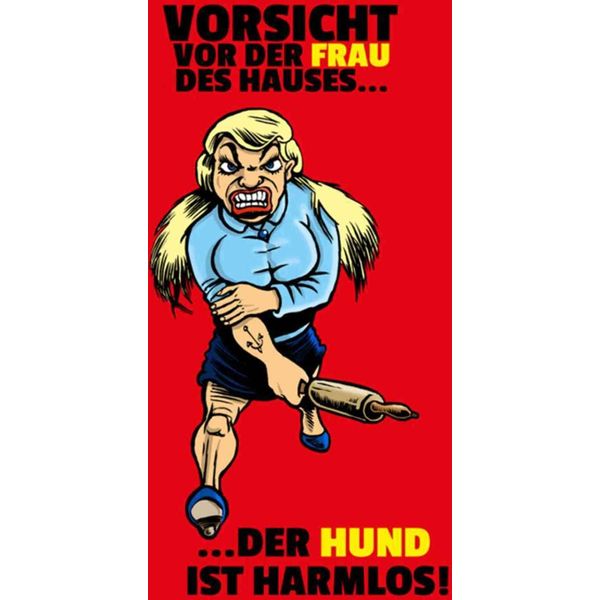 Vianmo Insegna In Legno 18X12 Cm Vorsicht Vor Frau Hund Harmlos-image