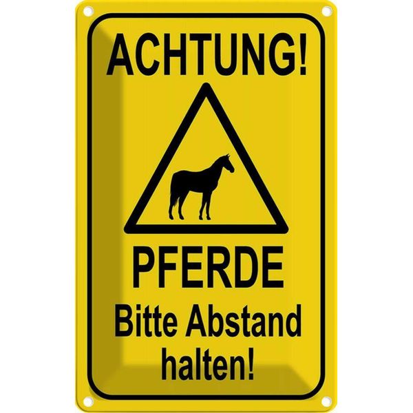 Vianmo Insegna Di Latta 30X20 Cm Achtung Pferde Abstand Halten-image