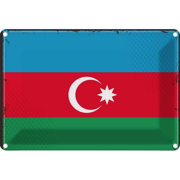 Vianmo Insegna Di Latta 20X30 Cm Bandiera Aserbaidschan Azerbaijan-image