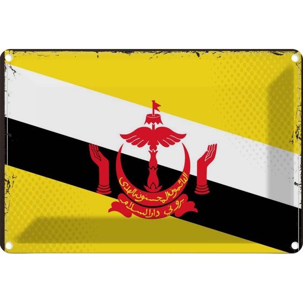 Vianmo Insegna Di Latta 12X18 Cm Bandiera Bruneis Flag Of Brunei-image