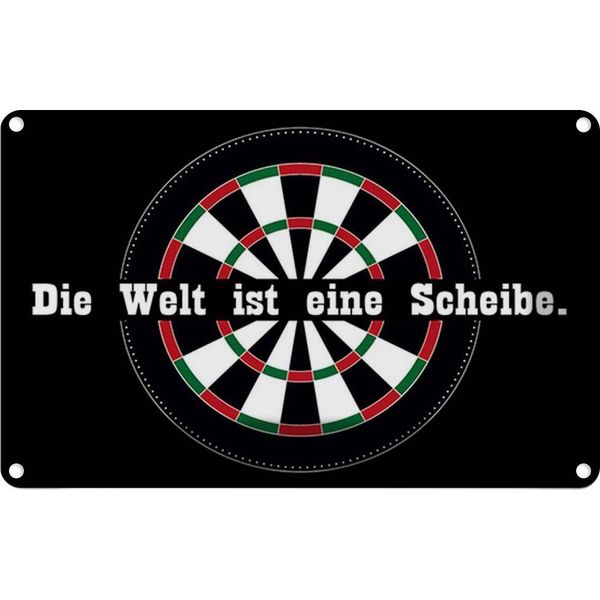 Vianmo Insegna Di Latta 20X30 Cm Dart Die Welt Ist Eine Scheibe-image