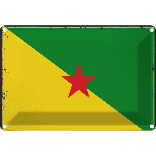 Vianmo Insegna Di Latta 20X30 Cm Bandiera FranzöSisch?Guayanas Flag-image