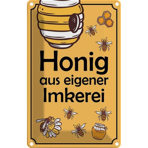 Vianmo Insegna Di Latta 30X20 Cm Honig Aus Eigener Imkerei-image