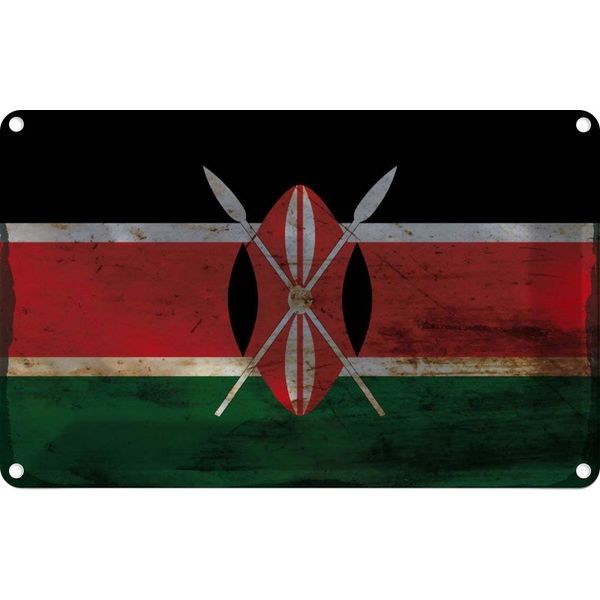 Vianmo Insegna Di Latta 20X30 Cm Bandiera Kenia Flag Of Kenya Rost-image