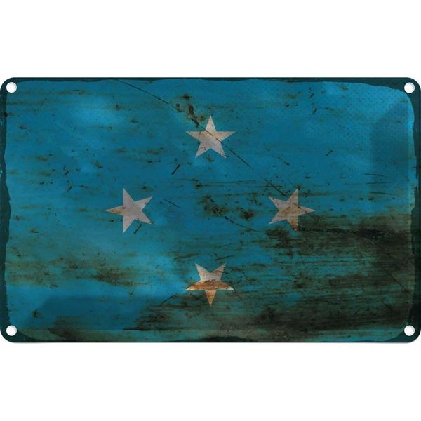 Vianmo Insegna Di Latta 12X18 Cm Bandiera Mikronesien Micronesia Rost-image