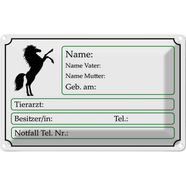Vianmo Insegna Di Latta 20X30 Cm Pferde Name Vater Mutter Geb. Am-image