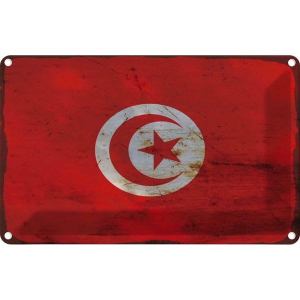 Vianmo Insegna Di Latta 12X18 Cm Bandiera Tunesien Flag Of Tunisia Rost-image