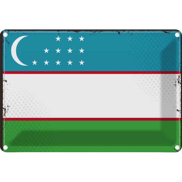 Vianmo Insegna Di Latta 12X18 Cm Bandiera Usbekistans Uzbekistan-image