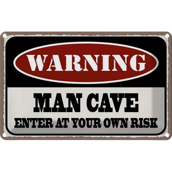 Vianmo Insegna Di Latta 20X30 Cm Warning Man Cave Enter At Your-image