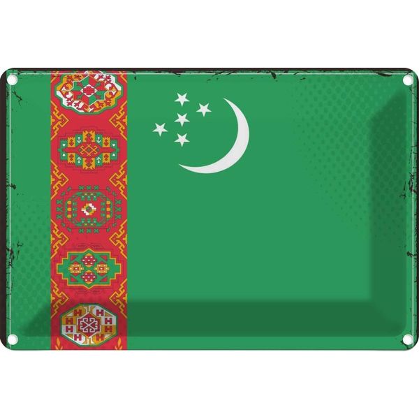 Vianmo Insegna Di Latta 20X30 Cm Bandiera Turkmenistans Turkmenistan-image