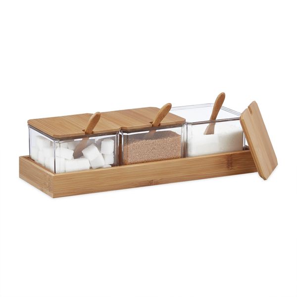 Set Di Contenitori Per Spezie Relaxdays Con Cucchiaio E Coperchio-image