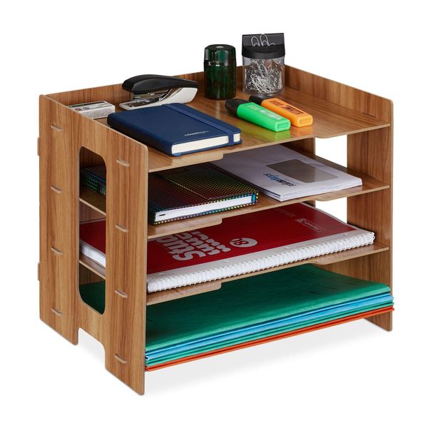Organizzatore Da Scrivania Con Scomparti RD42750, Marrone-image