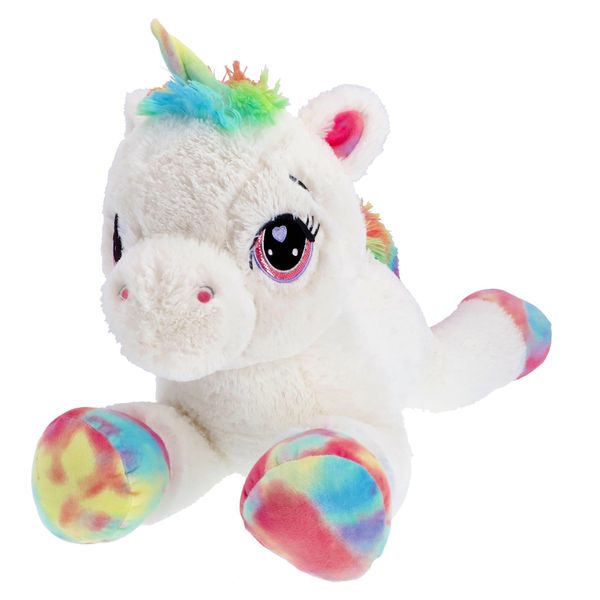 Unicorno Peluche Bianco Sdraiato 80 Cm-image