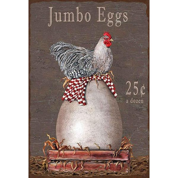 Vianmo Insegna In Legno 18X12 Cm Huhn Jumbo Eggs 25 C A Dozen-image