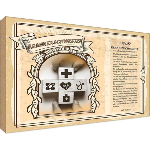 Vianmo Insegna In Legno 12X18 Cm Krankenschwester-image
