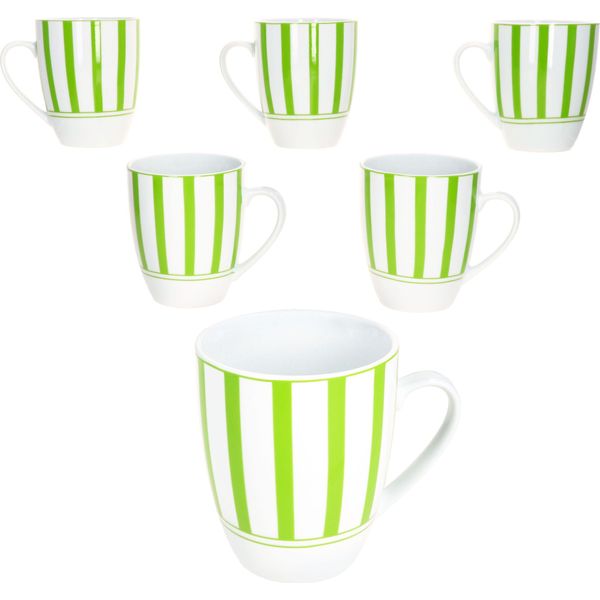 Set Di 6 Tazze Da Caffè 300 Ml In Porcellana 6 Pers Tea Cocoa A Strisce-image