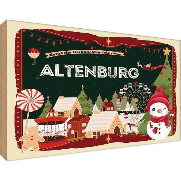 Vianmo Insegna In Legno 12X18 Cm Weihnachten Altenburg-image