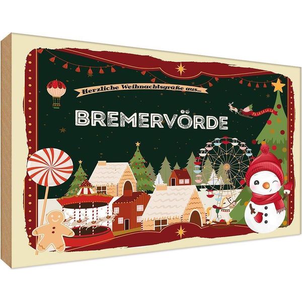Vianmo Insegna In Legno 12X18 Cm Weihnachten BremervÖRde-image