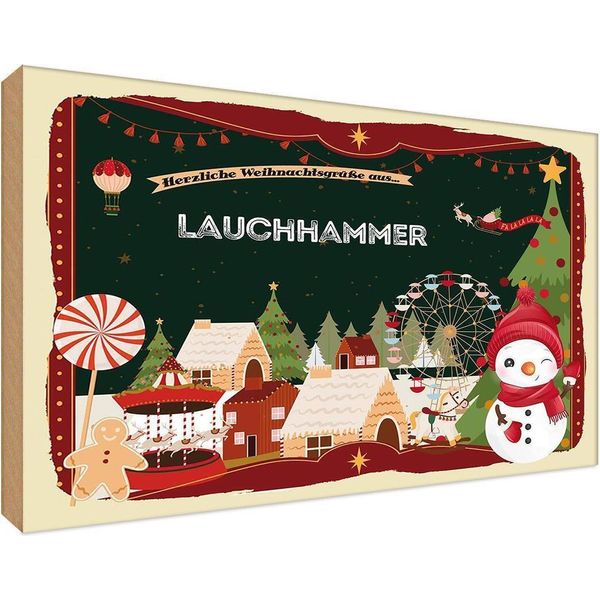 Vianmo Insegna In Legno 12X18 Cm Weihnachten Lauchhammer-image