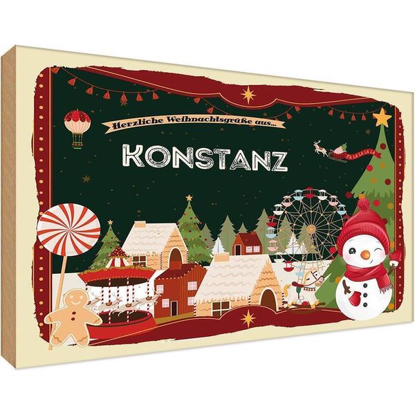Vianmo Insegna In Legno 12X18 Cm Weihnachten Konstanz-image