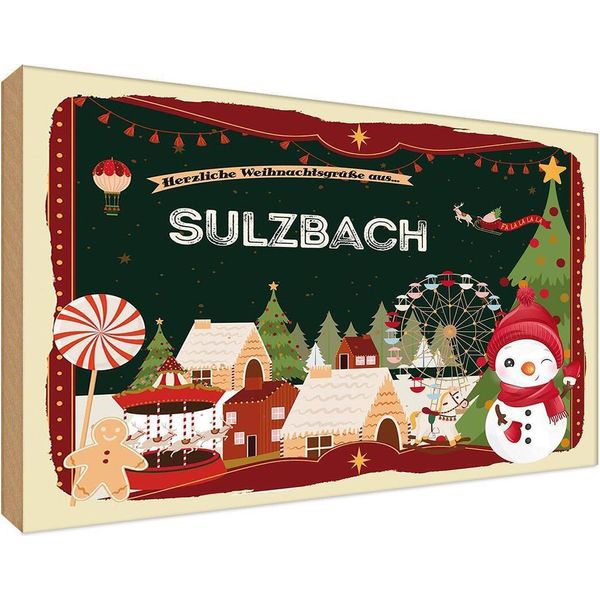 Vianmo Insegna In Legno 12X18 Cm Weihnachten Sulzbach-image