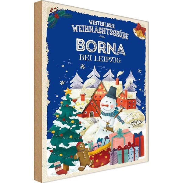 Vianmo Insegna In Legno 18X12 Cm WeihnachtsgrüßE Borna Bei Leipzig-image