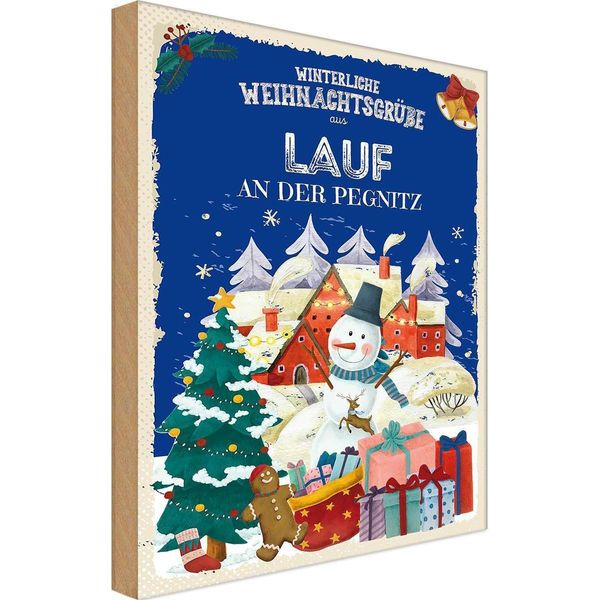 Vianmo Insegna In Legno 18X12 Cm WeihnachtsgrüßE Lauf An Der Pegnitz-image