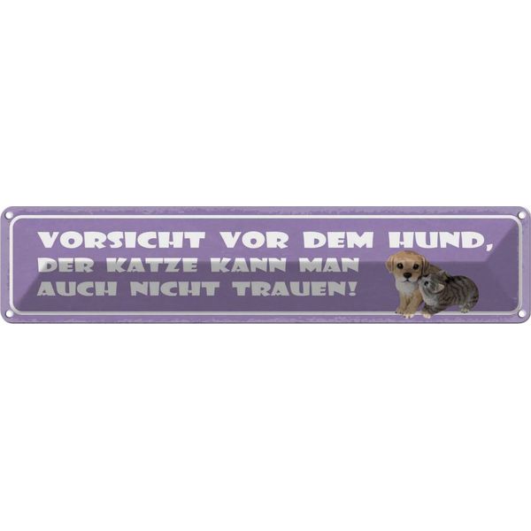Vianmo Insegna Di Latta 10X46 Cm Vorsicht Vorhund, Katze Nicht Trauen-image