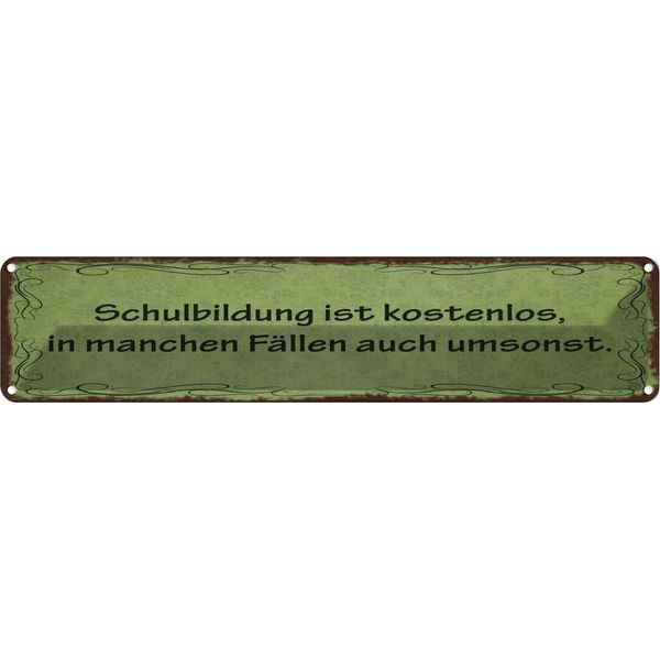 Vianmo Insegna Di Latta 10X46 Cm Schulbildung Kostenlos Umsonst-image