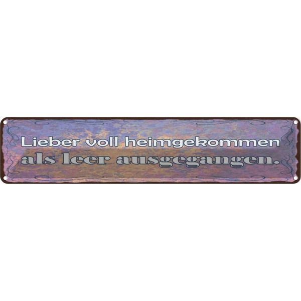 Vianmo Insegna Di Latta 10X46 Cm Liebe Vollheimgekommen Als Leer-image