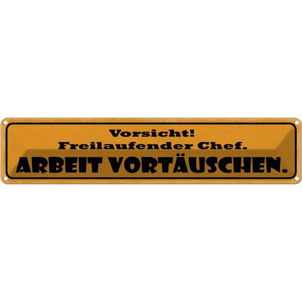 Vianmo Insegna Di Latta 10X46 Cm Vorsicht Freilaufebder Chef-image