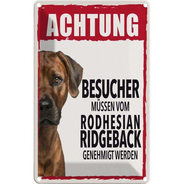 Vianmo Insegna Di Latta 30X20 Cm Tiere Achtung Rodhesian Ridgeback-image