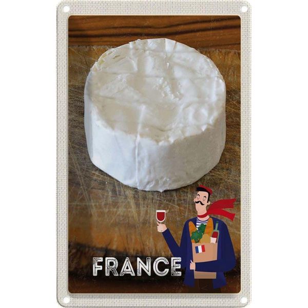 Vianmo Insegna Di Latta 18X12 Cm Frankreich Camembert KäSe Baguette-image