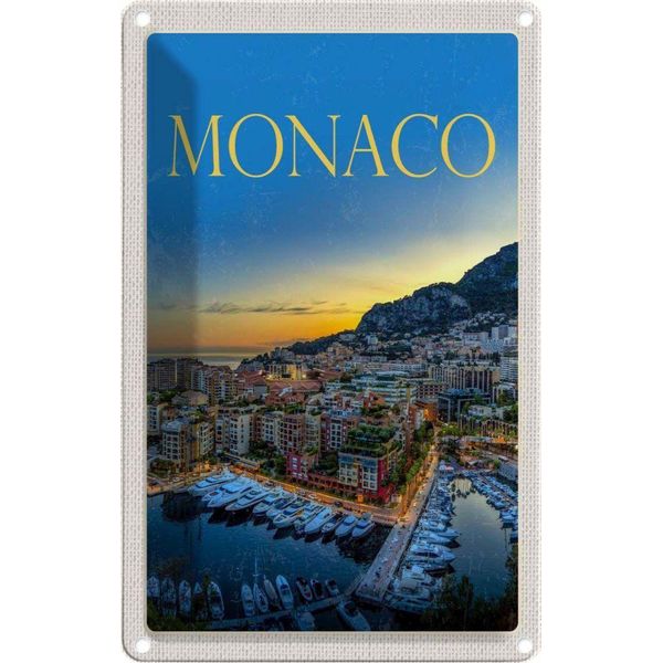 Vianmo Insegna Di Latta 30X20 Cm Monaco Frankreich Yacht Luxus-image