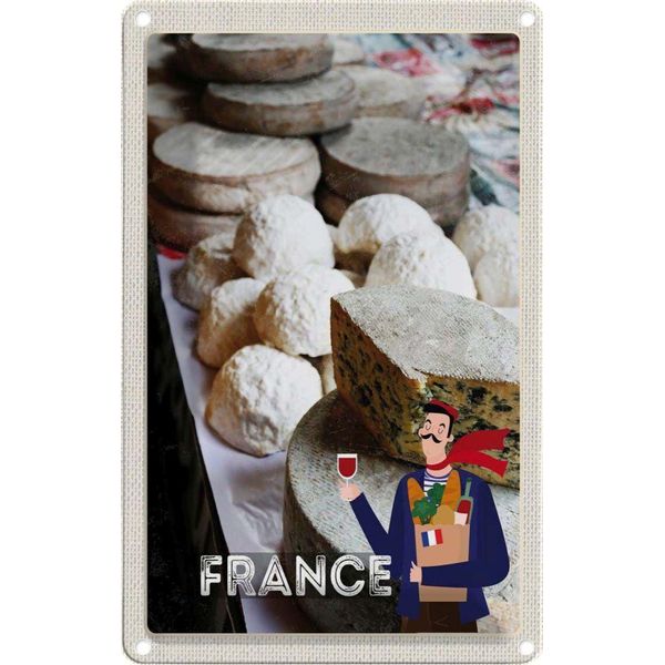 Vianmo Insegna Di Latta 30X20 Cm Frankreich SchimmelkäSe Wein Essen-image