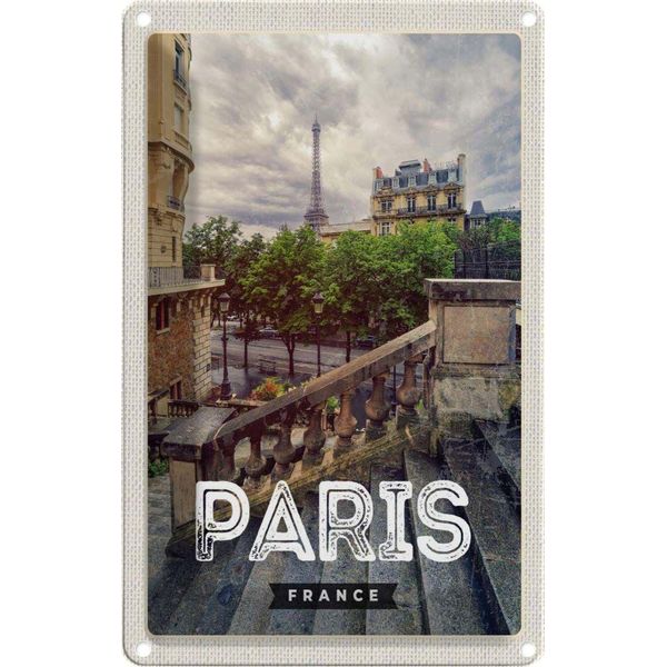 Vianmo Insegna Di Latta 30X20 Cm Paris Frankreich Eiffelturm Stadt-image