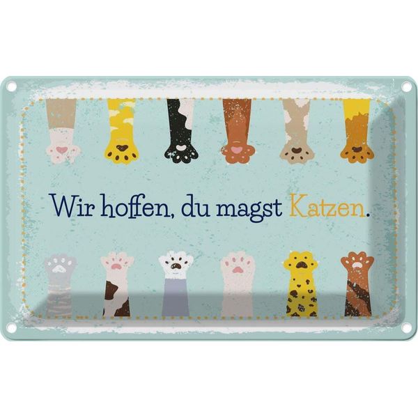 Vianmo Insegna Di Latta 20X30 Cm Katze Wir Hoffen Du Magst Katzen-image