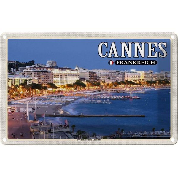Vianmo Insegna Di Latta 20X30 Cm Cannes Frankreich Promenade La Croisette-image