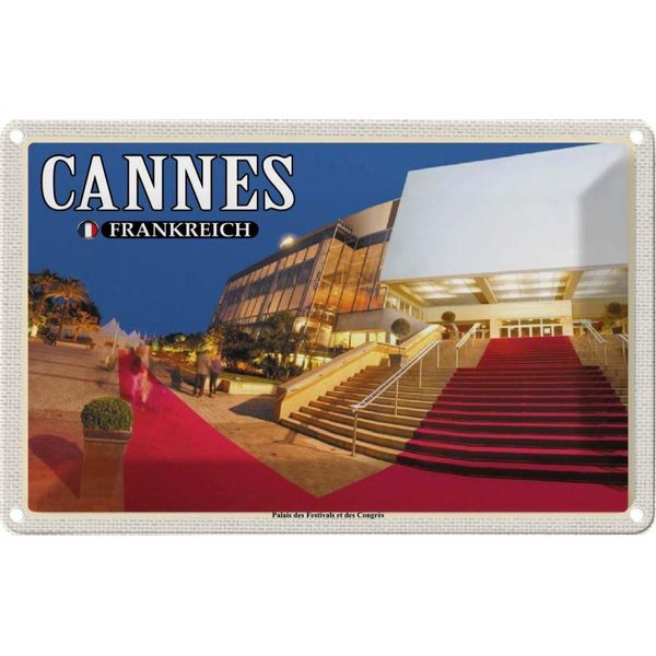 Vianmo Insegna Di Latta 12X18 Cm Cannes Frankreich Palais Festivals CongrèS-image